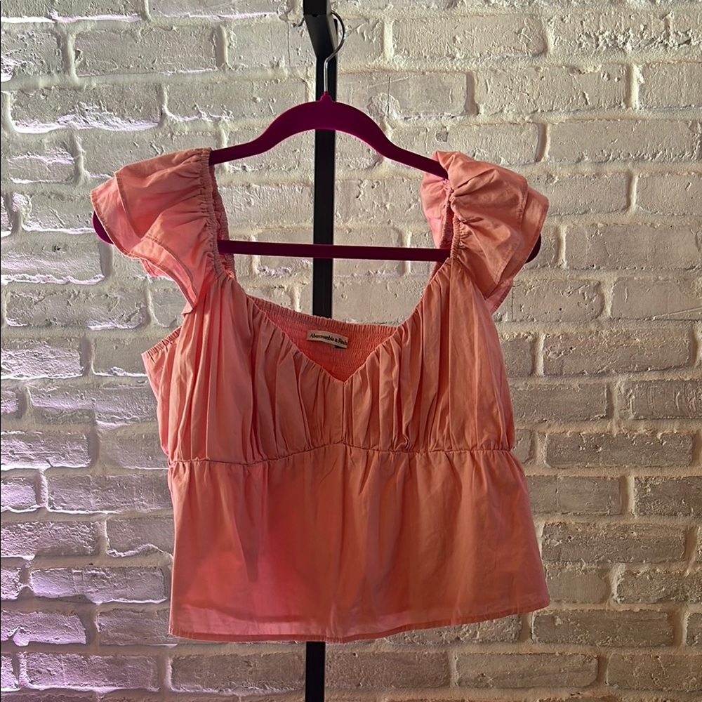 Abercrombie & Fitch Coral Ruffle Tank Blouse Size Large
